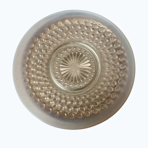 Vintage Hobnail Milk Glass Saucers Opalescent Moonstone Plates Set 3 - Picture 7 of 8